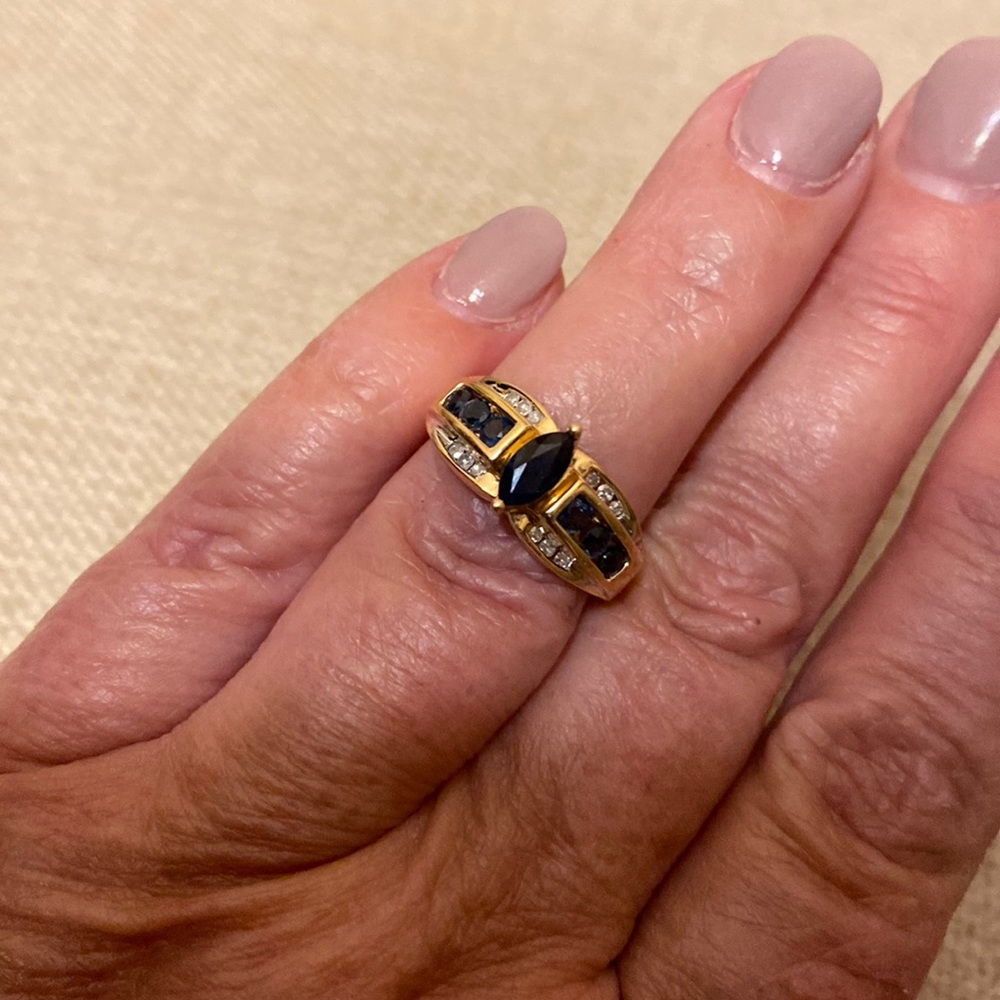 Sapphire and Diamond Ring 14k Sz 5-1/2